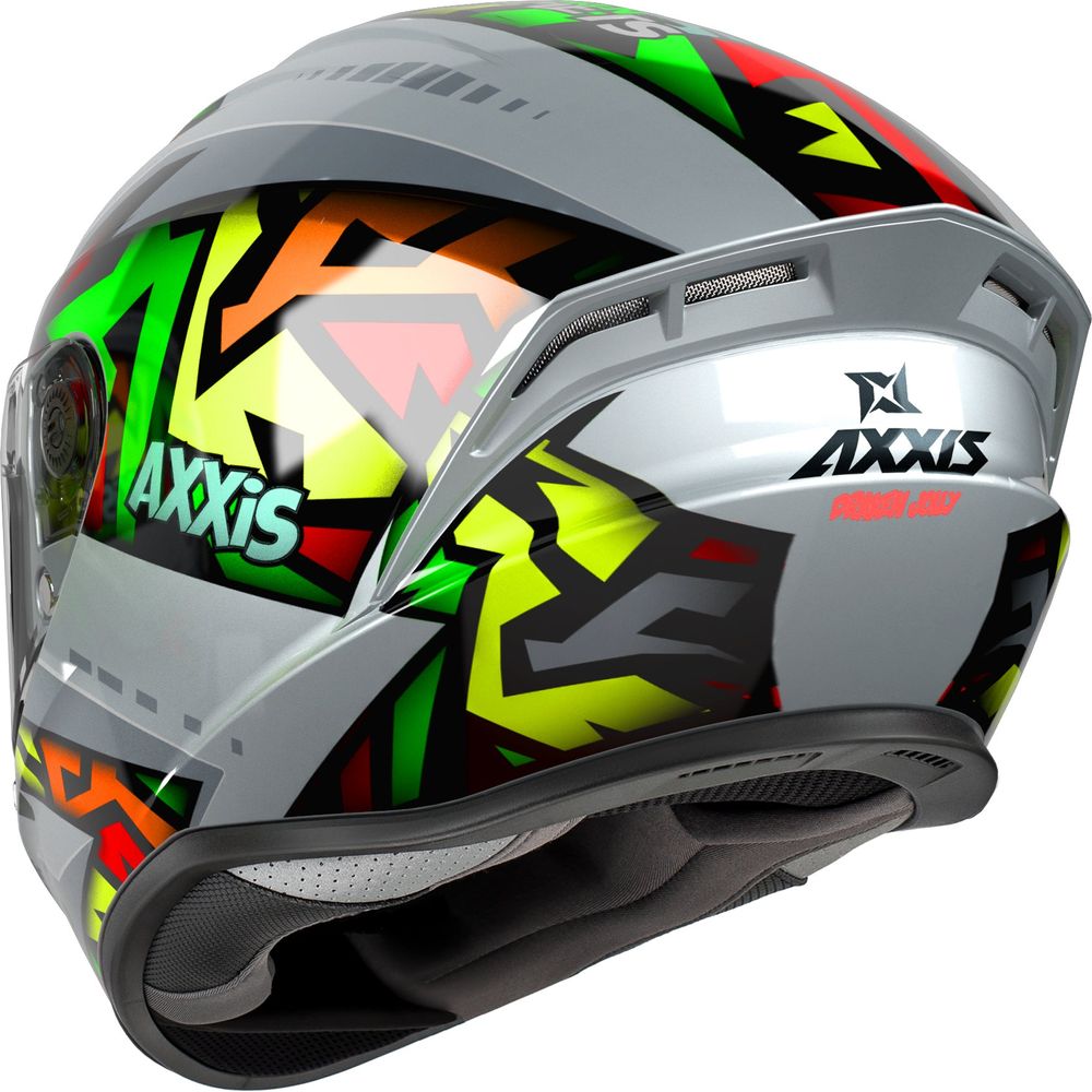 Axxis Draken S Jolly C2 Full Face Helmet Gloss Grey FREE 1 YEAR Returns, FREE UK Delivery | ThrottleChimp