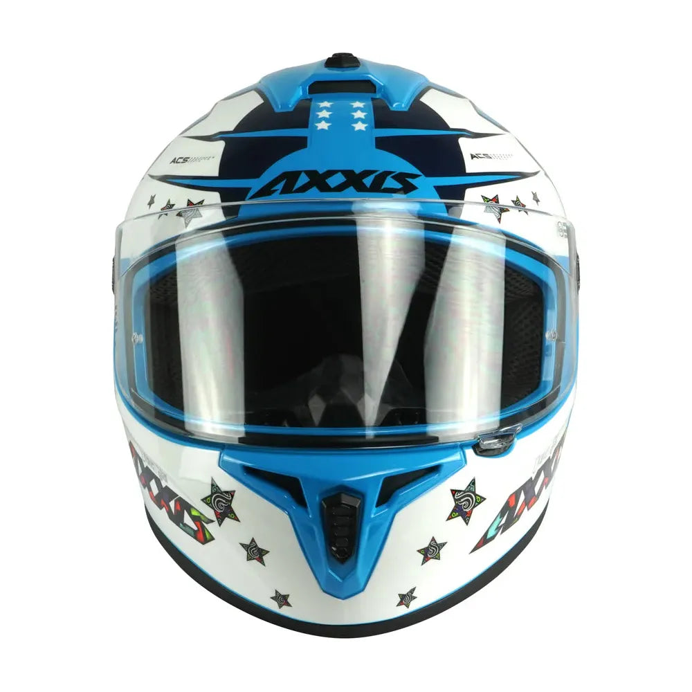 Axxis Draken S Star C17 Full Face Helmet Gloss Fluo Blue (Image 3) - ThrottleChimp