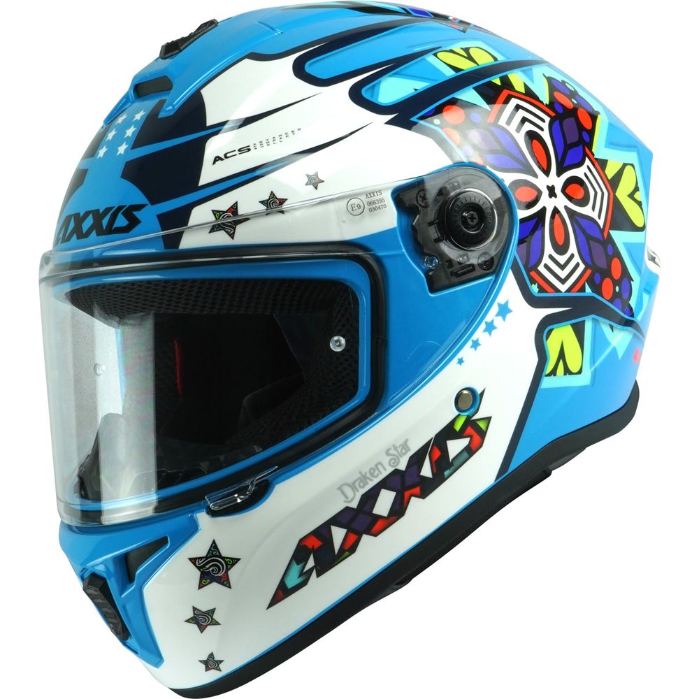 Axxis Draken S Star C17 Full Face Helmet Gloss Fluo Blue - ThrottleChimp