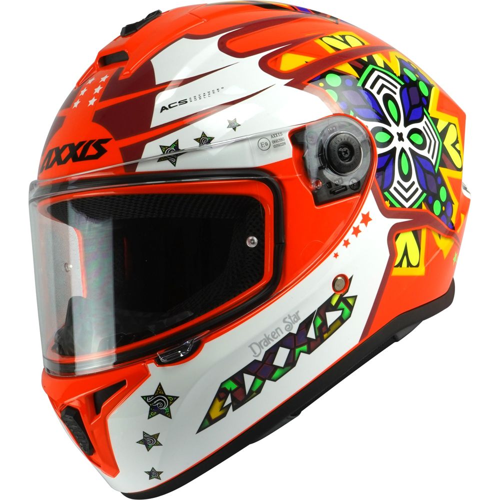 Axxis Draken S Star C5 Full Face Helmet Gloss Fluo Red - ThrottleChimp