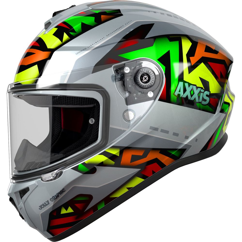 Axxis Draken S Jolly C2 Full Face Helmet Gloss Grey - ThrottleChimp