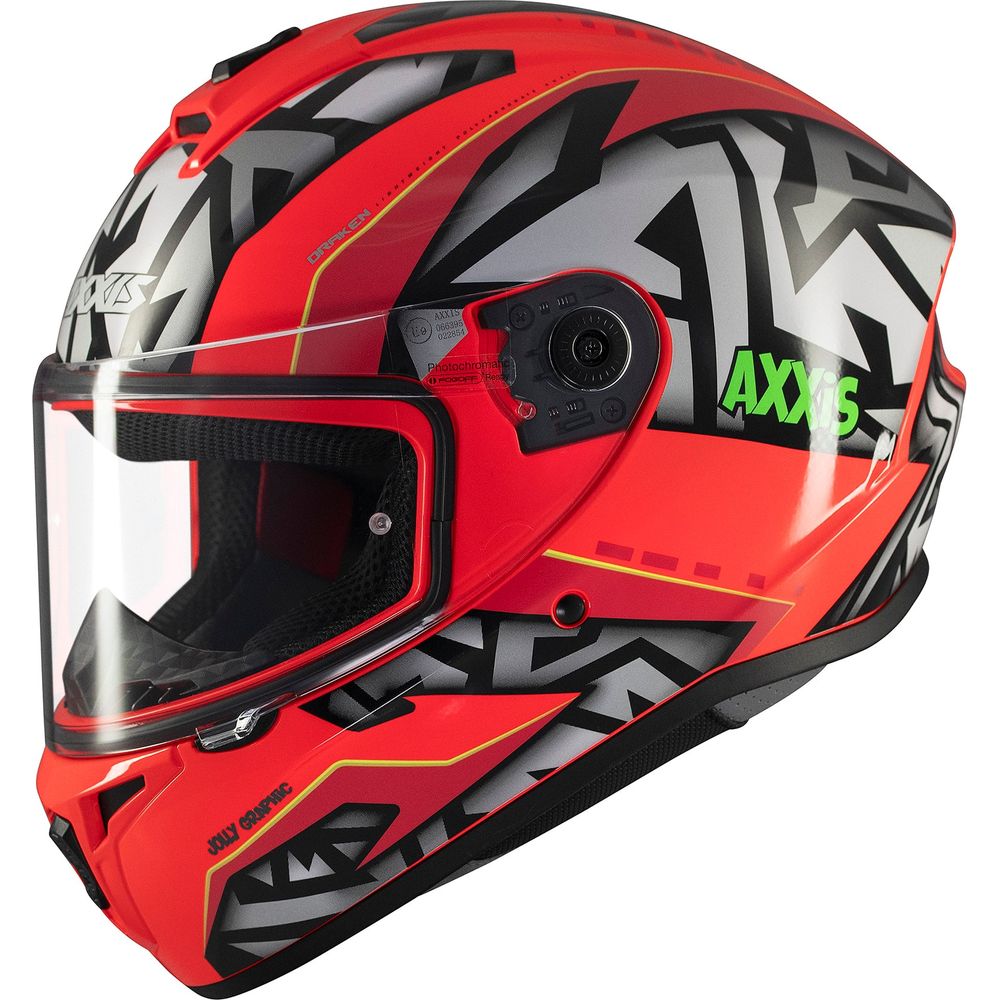 Axxis Draken S Jolly C5 Full Face Helmet Gloss Red FREE 1 YEAR Returns, FREE UK Delivery | ThrottleChimp