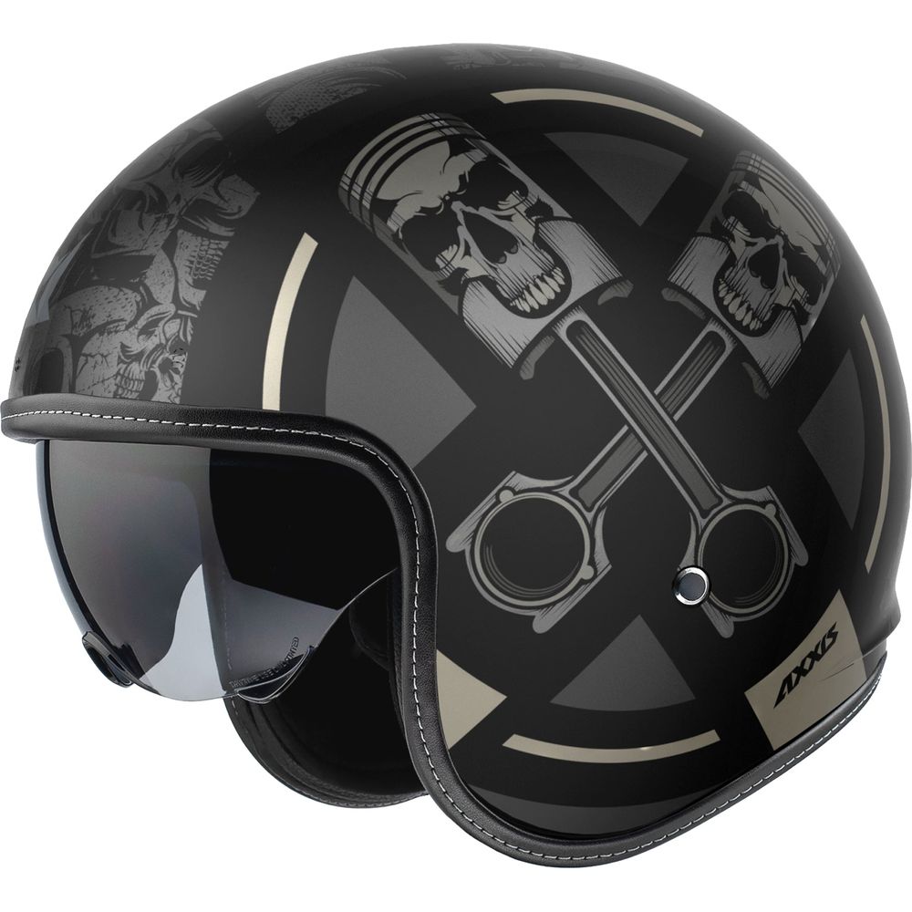 Axxis Hornet S SV Skull B1 Open Face Helmet Matt Black FREE 1 YEAR Returns, FREE UK Delivery | ThrottleChimp