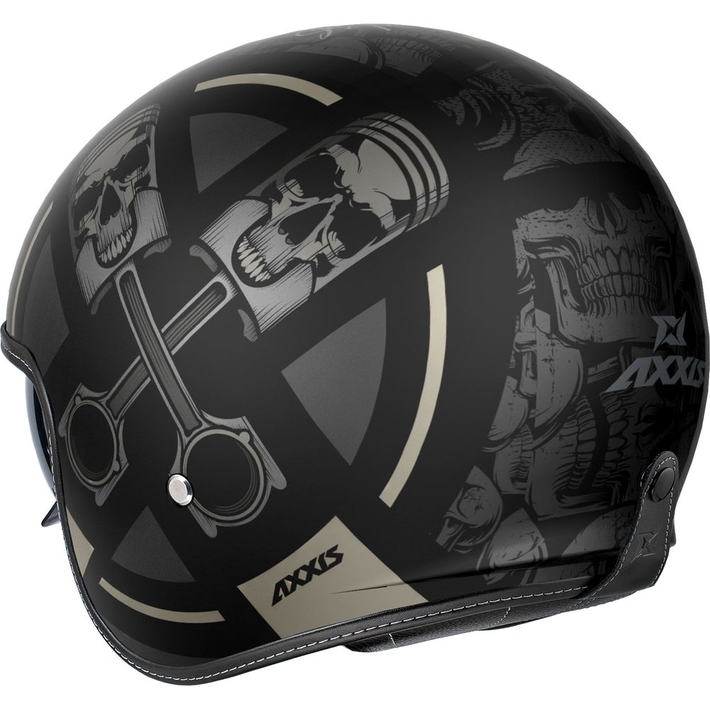 Axxis Hornet S SV Skull B1 Open Face Helmet Matt Black (Image 2) - ThrottleChimp