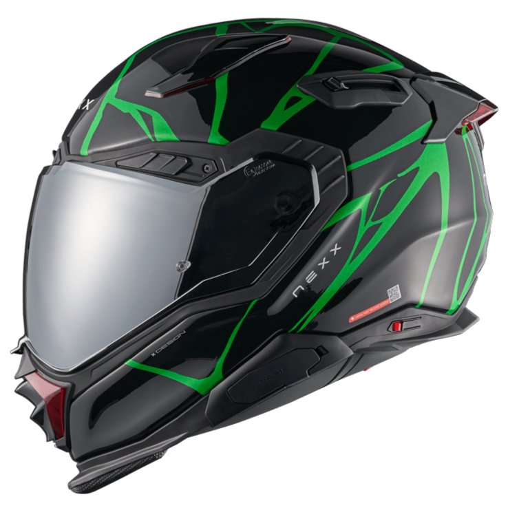 Nexx X.WST3 B-Side Full Face Helmet Black / Green FREE 1 YEAR Returns, FREE UK Delivery | ThrottleChimp