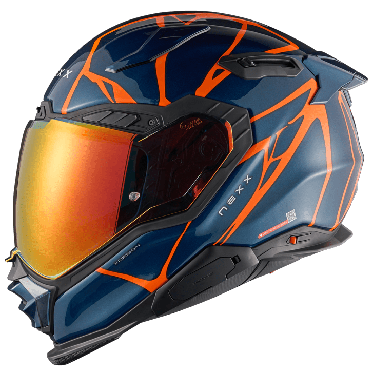 Nexx X.WST3 B-Side Full Face Helmet Matt Blue Teal / Orange - Image ThrottleChimp