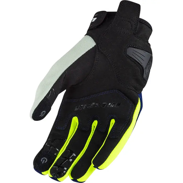 LS2 Dart 2 Textile Gloves Blue / Hi-Viz Yellow (Image 2) - ThrottleChimp