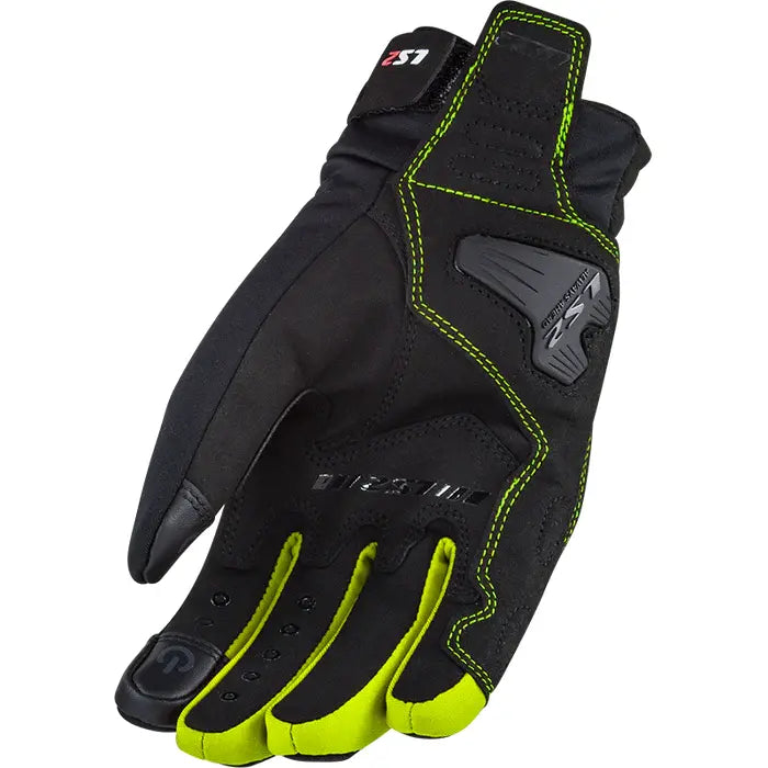 LS2 Jet 2 Textile Gloves Black / Hi-Viz Yellow (Image 2) - ThrottleChimp