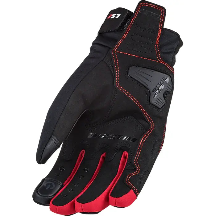 LS2 Jet 2 Textile Gloves Black / Red (Image 2) - ThrottleChimp