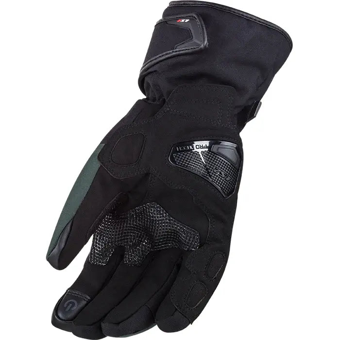 LS2 Snow Textile Gloves Black / Green (Image 2) - ThrottleChimp