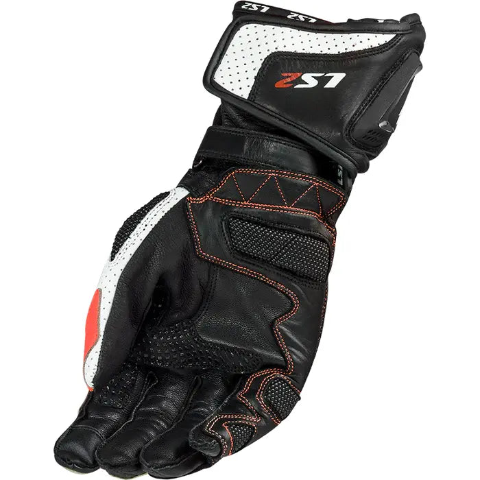 LS2 Swift Racing Leather Gloves Black / White / Red (Image 2) - ThrottleChimp