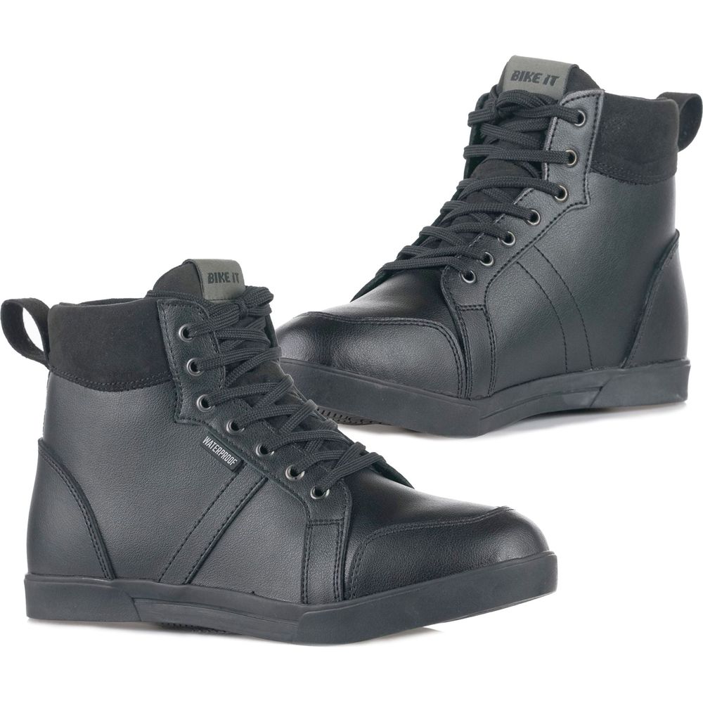 Bike It Sneeka Low-Cut Waterproof Leather Boots Black - ThrottleChimp