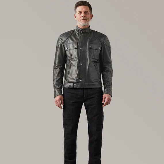 Belstaff Brooklands Hand Waxed Leather Jacket Antique Black (Image 3) - ThrottleChimp