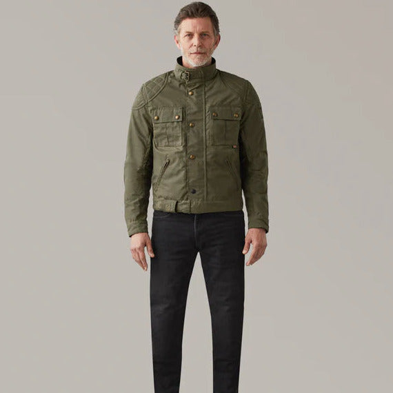 Belstaff Brooklands Waxed Cotton Jacket Olive (Image 4) - ThrottleChimp