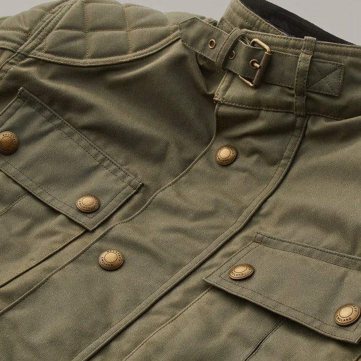 Belstaff Brooklands Waxed Cotton Jacket Olive (Image 8) - ThrottleChimp