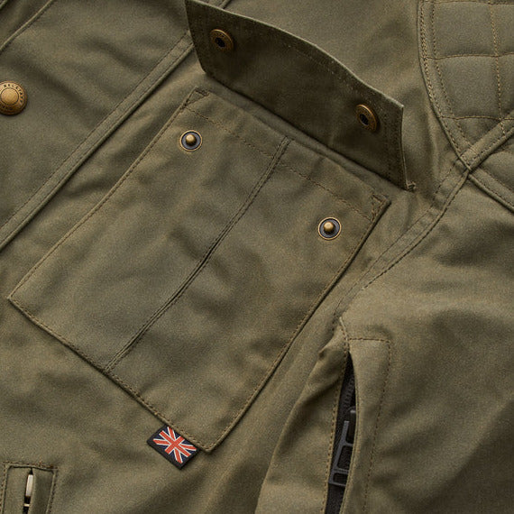 Belstaff Brooklands Waxed Cotton Jacket Olive (Image 5) - ThrottleChimp