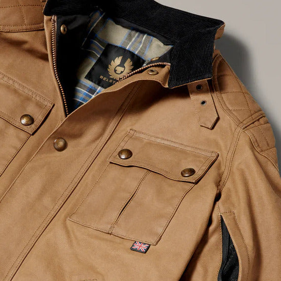 Belstaff Brooklands Waxed Cotton Jacket Sand (Image 7) - ThrottleChimp