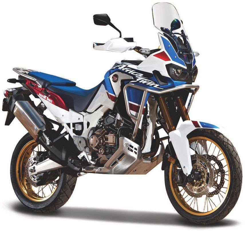 Bburago Honda Africa Twin Adventure White / Blue / Red - 1:18 FREE 1 YEAR Returns, FREE UK Delivery | ThrottleChimp