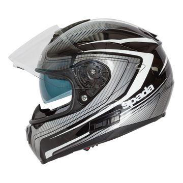 Spada SP16 Monarch Full Face Helmet Black / Silver / White FREE 1 YEAR Returns, FREE UK Delivery | ThrottleChimp