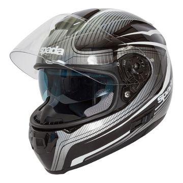 Spada SP16 Monarch Full Face Helmet Black / Silver / White FREE 1 YEAR Returns, FREE UK Delivery | ThrottleChimp