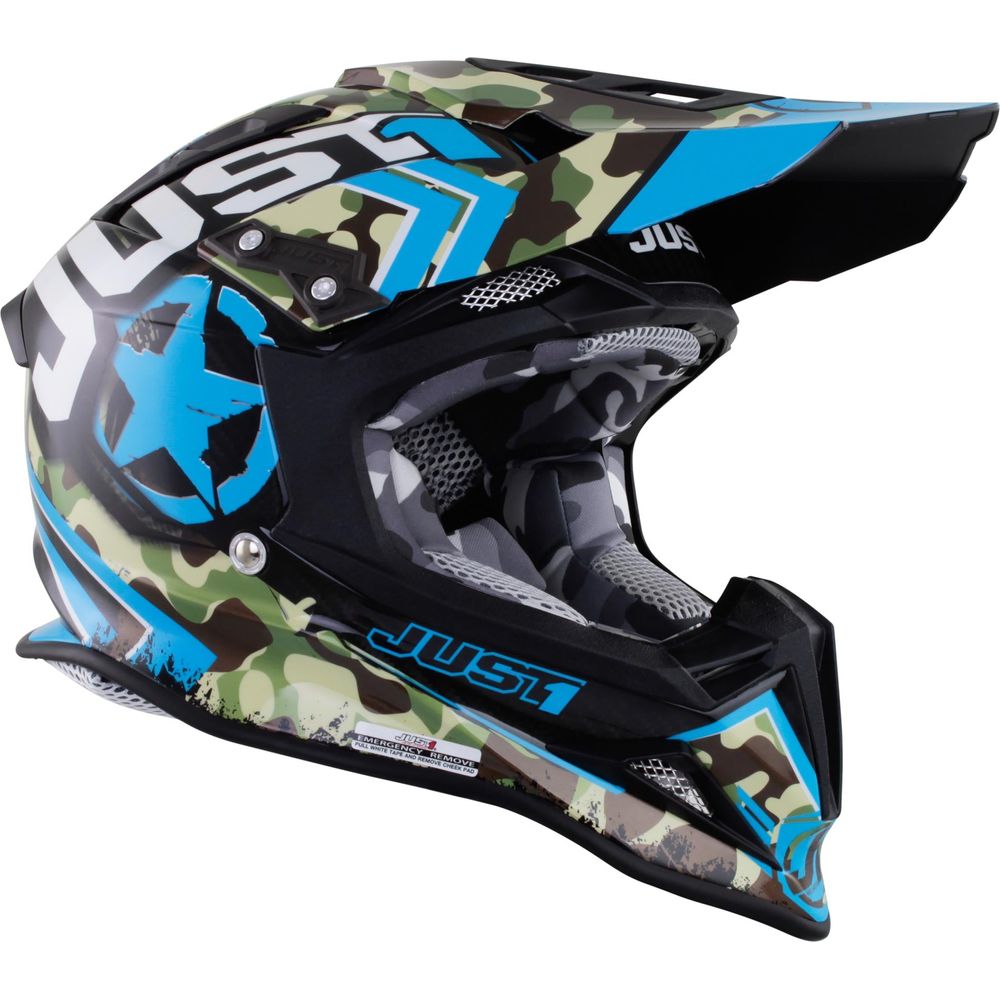 Just1 J12 Carbon MX Helmet Kombat Blue - ThrottleChimp