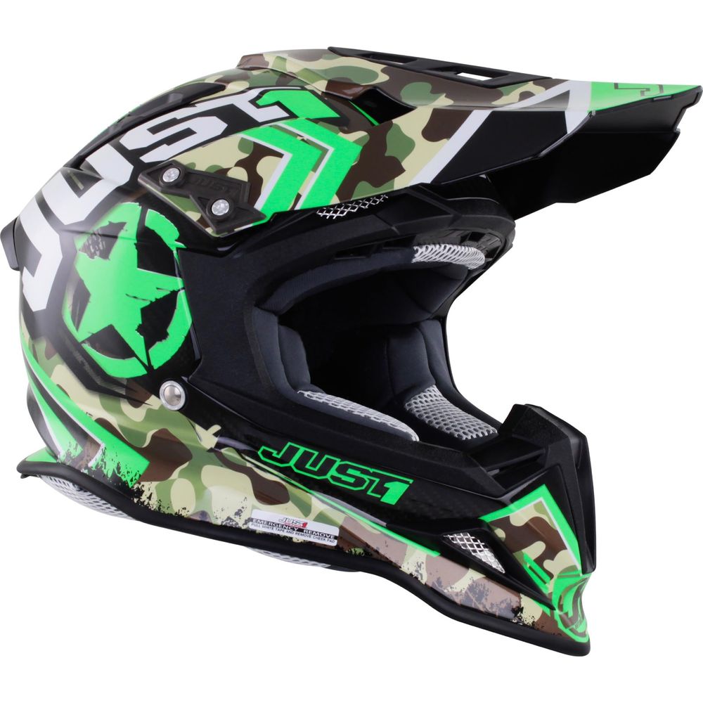 Just1 J12 Carbon MX Helmet Kombat Green - ThrottleChimp