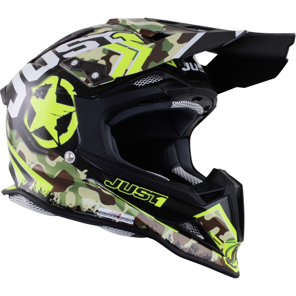 Just1 J12 Carbon MX Helmet Kombat Yellow - ThrottleChimp