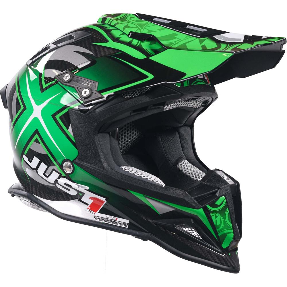 Just1 J12 Carbon MX Helmet Mister X Carbon Green (Image 2) - ThrottleChimp