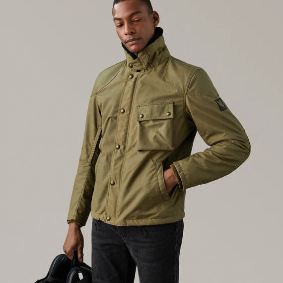 Belstaff Convoy Waxed Cotton Jacket Olive FREE 1 YEAR Returns, FREE UK Delivery | ThrottleChimp