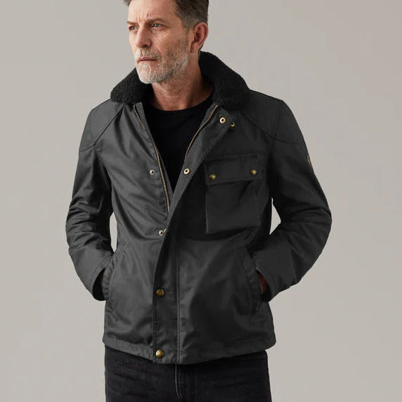 Belstaff Convoy Waxed Cotton Jacket Black FREE 1 YEAR Returns, FREE UK Delivery | ThrottleChimp