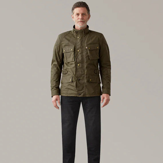 Belstaff Crosby Technical Waxed Cotton Jacket Forest Green (Image 3) - ThrottleChimp