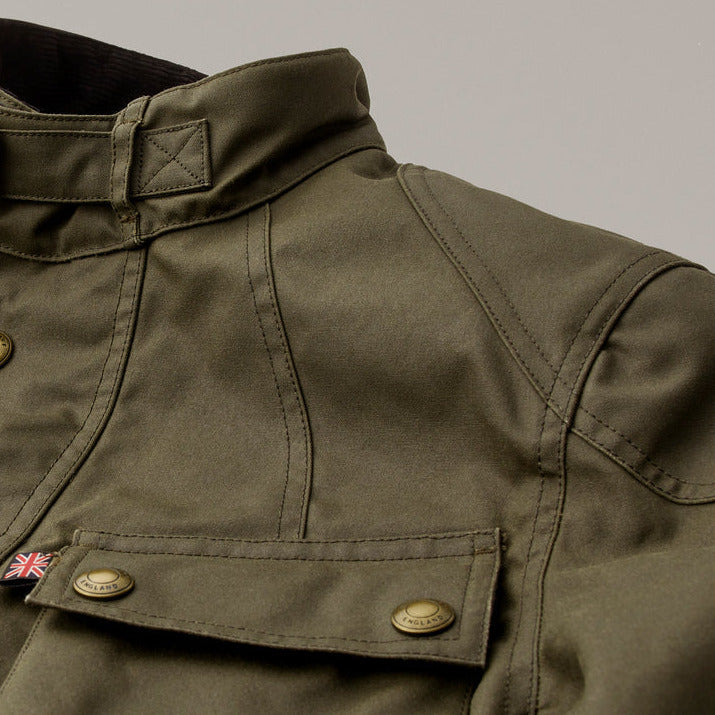 Belstaff Crosby Technical Waxed Cotton Jacket Forest Green (Image 8) - ThrottleChimp