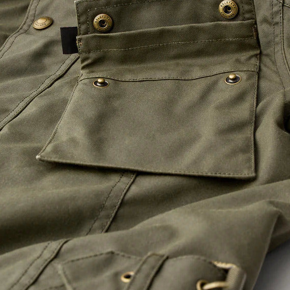 Belstaff Crosby Technical Waxed Cotton Jacket Forest Green (Image 6) - ThrottleChimp