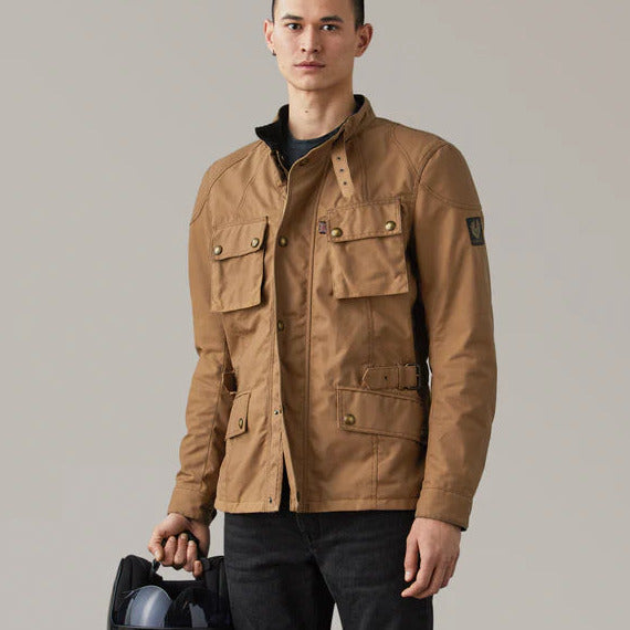 Belstaff Crosby Technical Waxed Cotton Jacket Sand (Image 2) - ThrottleChimp