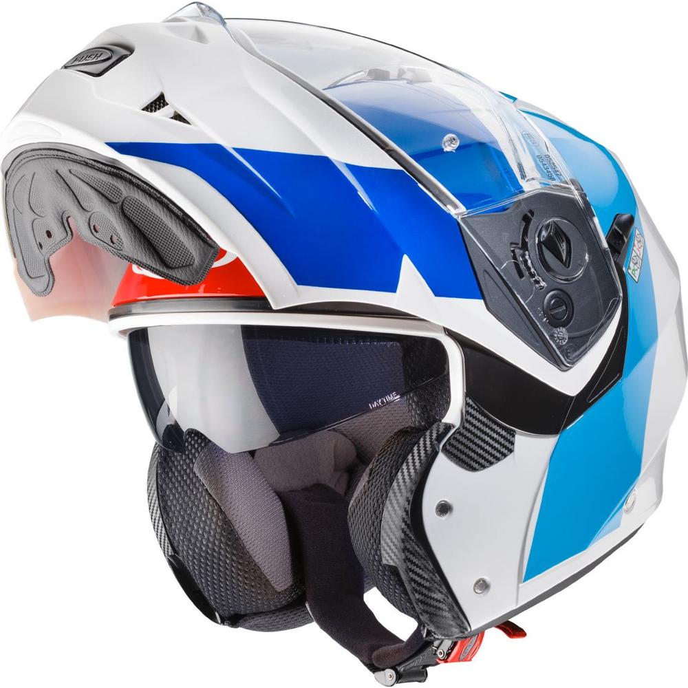 Caberg Duke 2 Impact Flip-Up Helmet White / Blue / Blue / Red (Image 3) - ThrottleChimp