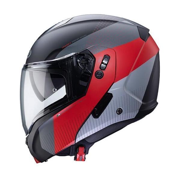 Caberg Horus Scout Flip-Up Helmet Matt Black / Red (Image 3) - ThrottleChimp