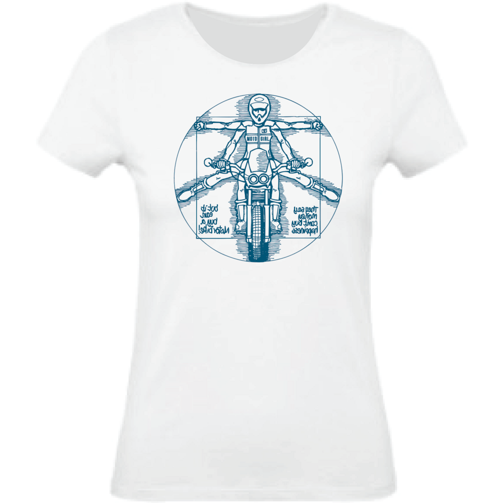 MotoGirl Da Vinci Ladies T-Shirt White - ThrottleChimp