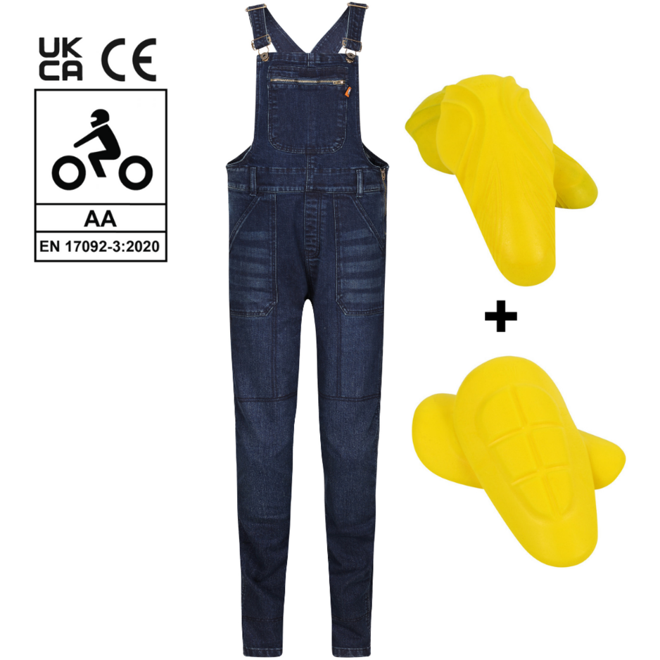 MotoGirl Daisy Ladies Dungaree Blue (Image 4) - ThrottleChimp