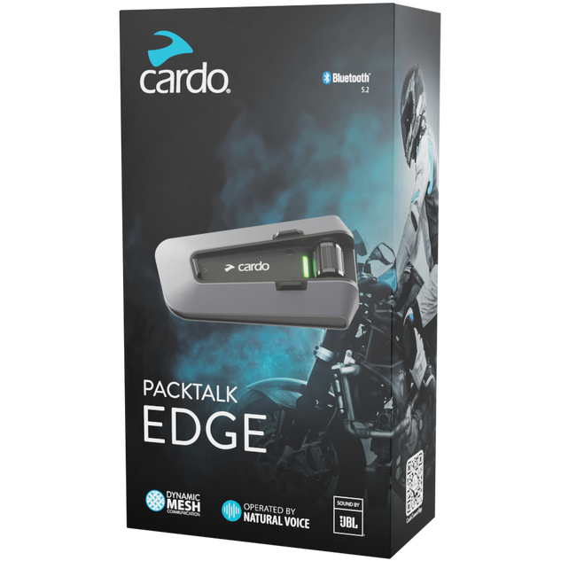 Cardo Packtalk Edge Single Bluetooth Intercom System Grey / Black - ThrottleChimp