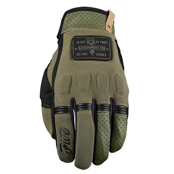 Five Scrambler Textile Gloves Khaki / Black FREE 1 YEAR Returns, FREE UK Delivery | ThrottleChimp