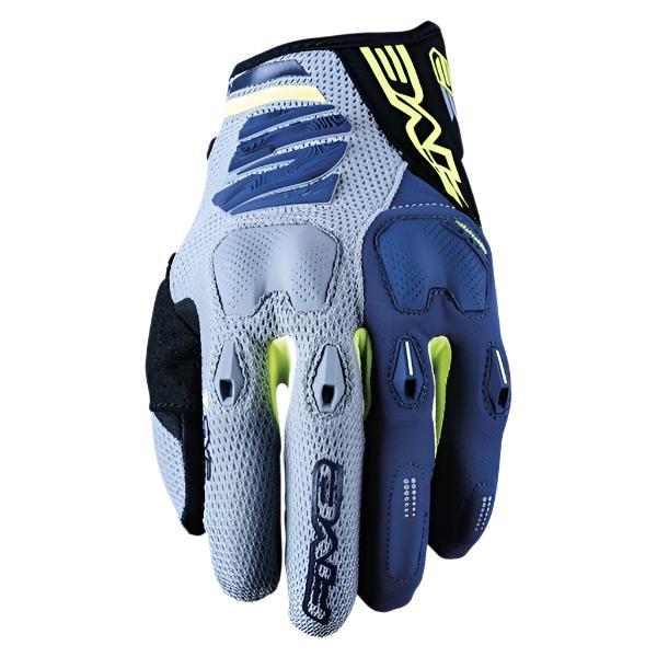 Five E2 Textile Gloves Grey / Fluo Yellow FREE 1 YEAR Returns, FREE UK Delivery | ThrottleChimp