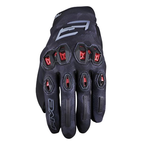 Five Stunt Evo 2 Textile Gloves Camo / Black / Red FREE 1 YEAR Returns, FREE UK Delivery | ThrottleChimp