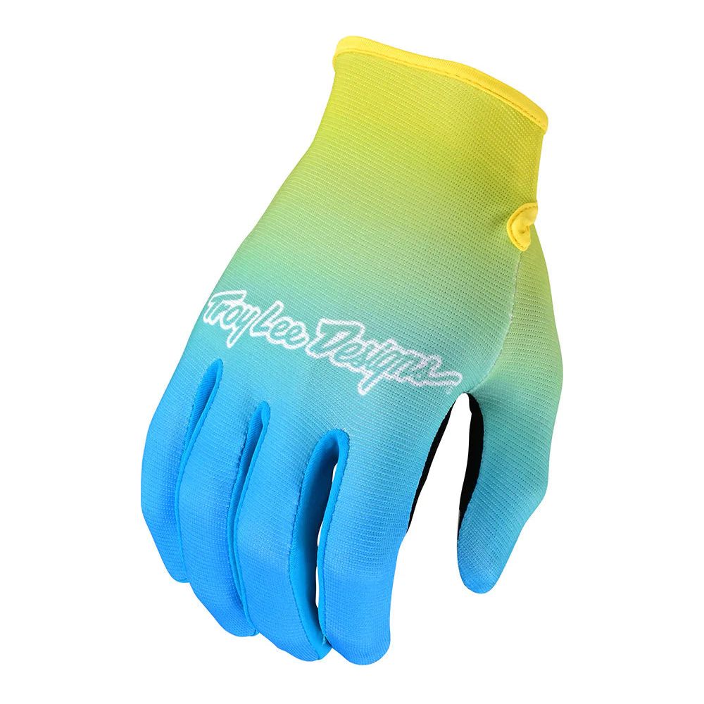 Troy Lee Designs Flowline Textile Gloves Faze Blue / Yellow - ThrottleChimp