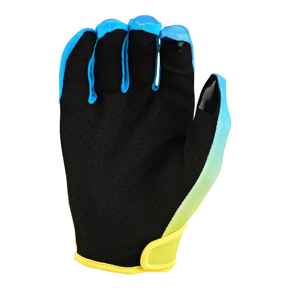 Troy Lee Designs Flowline Textile Gloves Faze Blue / Yellow (Image 2) - ThrottleChimp