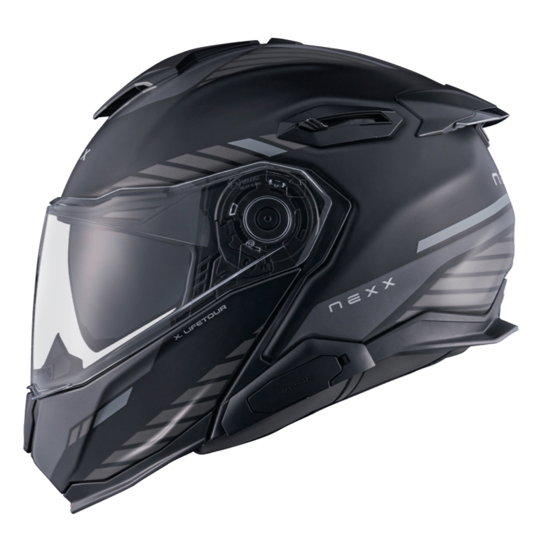 Nexx X.Lifetour Globe Flip Up Helmet Matt Black / Grey FREE 1 YEAR Returns, FREE UK Delivery | ThrottleChimp