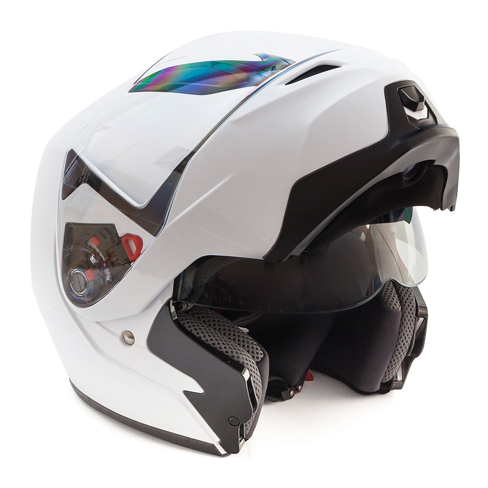 GSB G-339 Flip-Up Helmet Gloss Plain White (Image 2) - ThrottleChimp