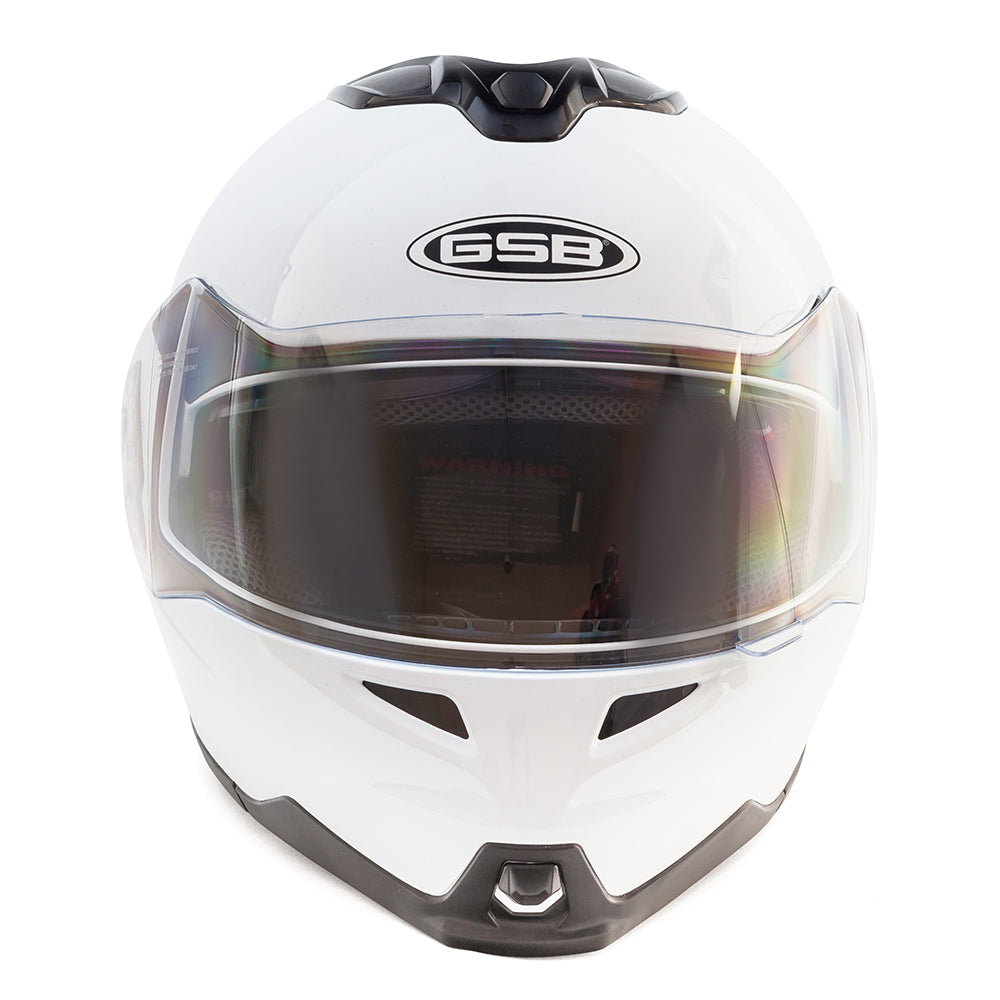 GSB G-339 Flip-Up Helmet Gloss Plain White (Image 3) - ThrottleChimp