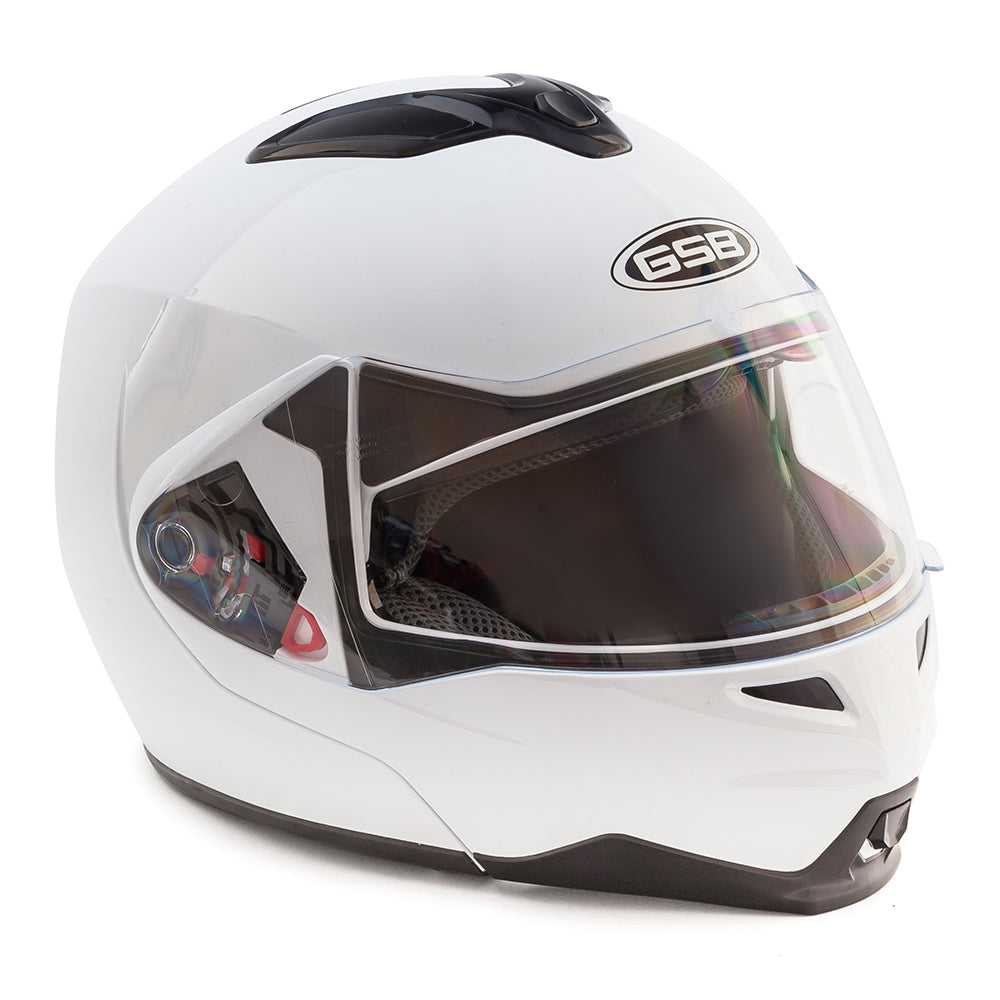 GSB G-339 Flip-Up Helmet Gloss Plain White (Image 5) - ThrottleChimp