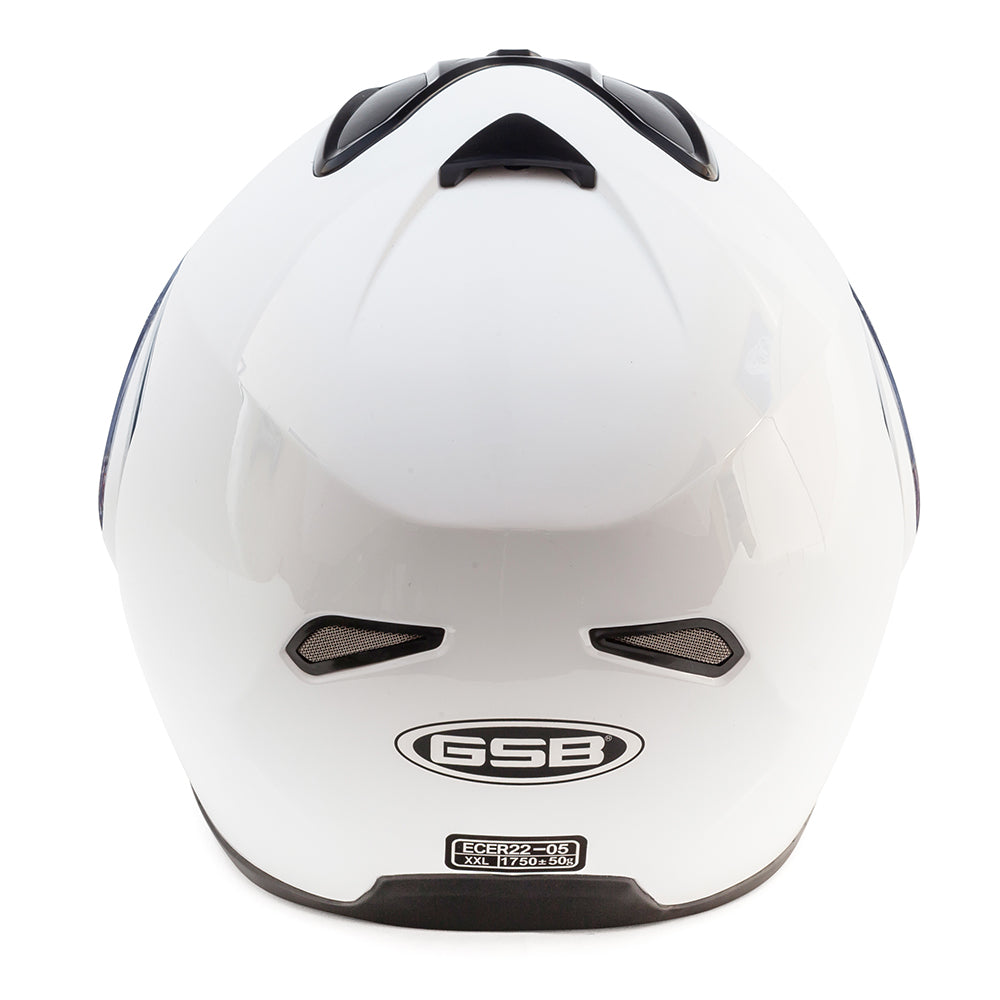 GSB G-339 Flip-Up Helmet Gloss Plain White (Image 6) - ThrottleChimp