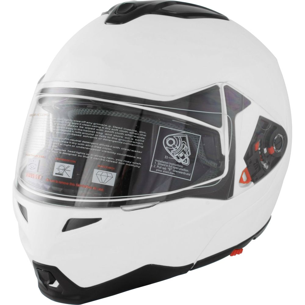 GSB G-339 Flip-Up Helmet Gloss Plain White - ThrottleChimp